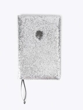 Kurt Geiger Silver Glitter Quilted Journal with Dust Bag